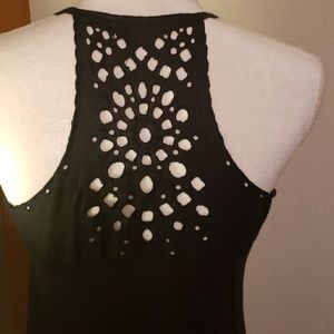 Mudd black casual dress with unique back eyelet curcle mandala cut out
